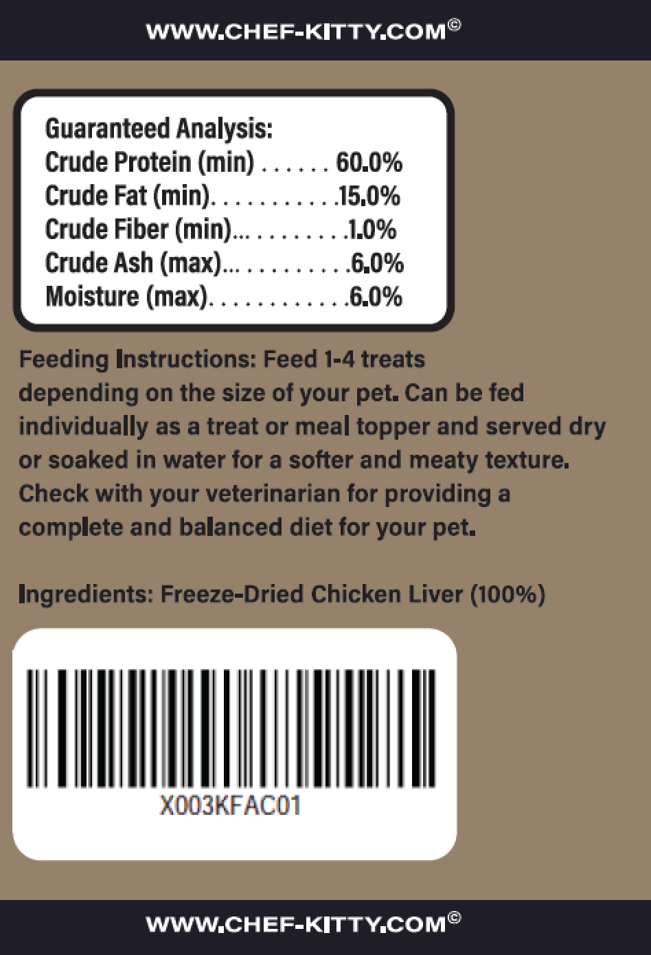 Freeze Dried Cat Treats Chicken Liver (1.75oz-3.5oz)