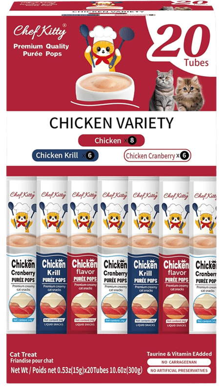 Chef Kitty Purée Pops - Grain - Free Cat Treats 20 Pack - Chef - Kitty