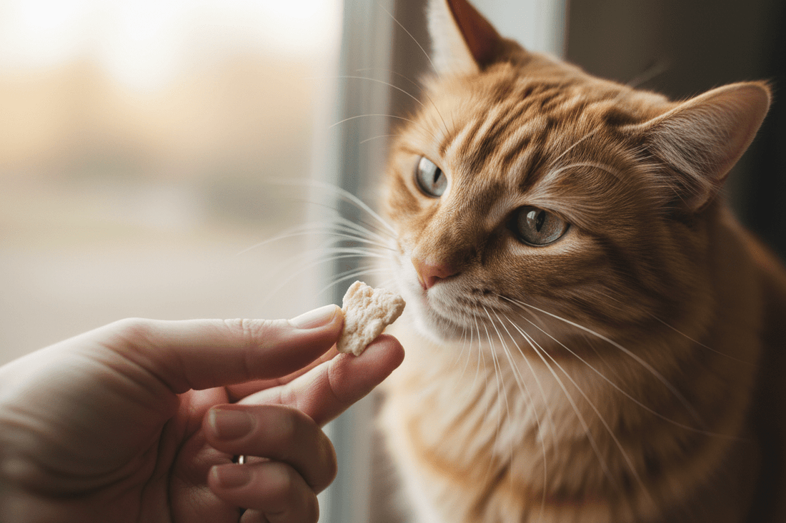 Bag of freeze-dried cat treats with natural ingredients for healthy cats