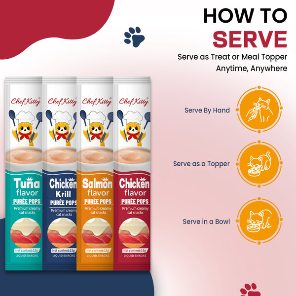 Chef Kitty Purée Pops - Grain-Free Cat Treats 20 Pack