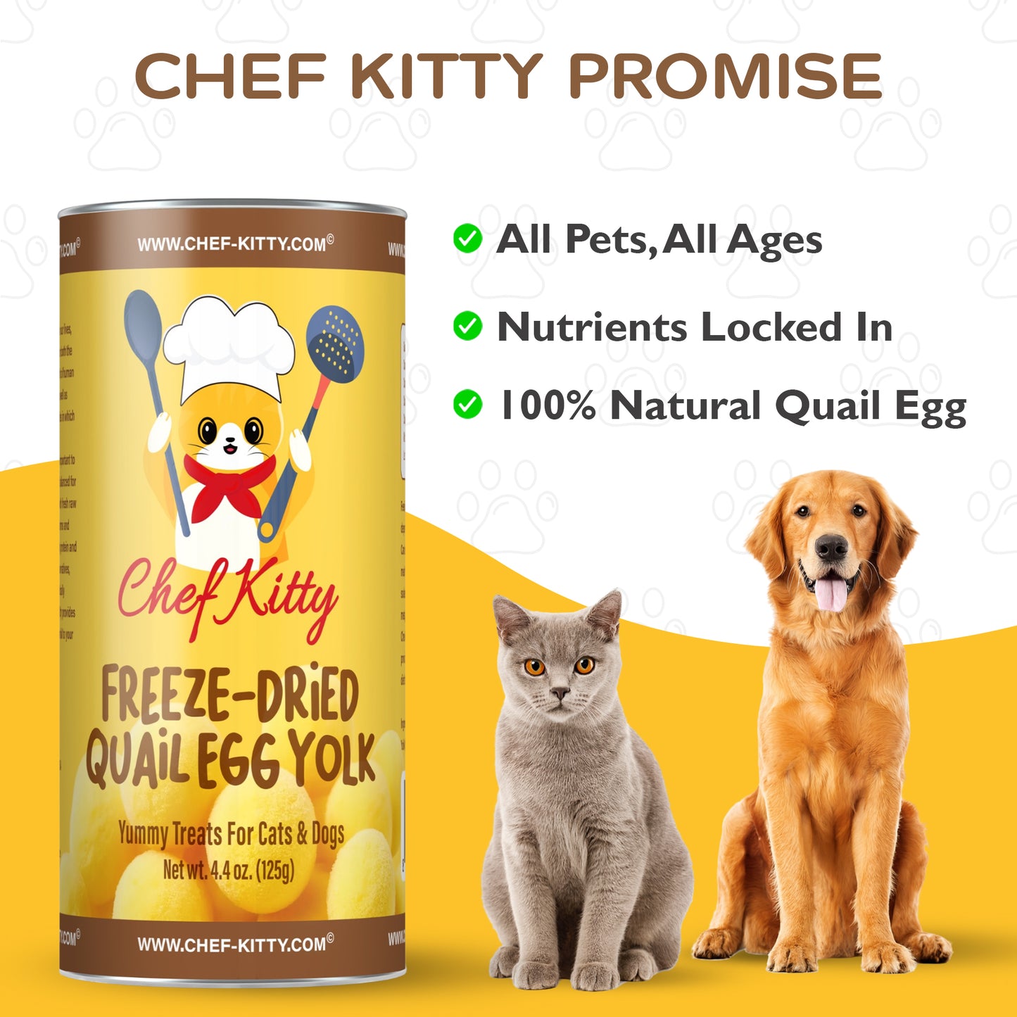 Freeze-Dried Raw Quail Egg Yolk for Dog & Cat Treats, All Natural Single-Ingredient High Protein and Omega-3, Gluten-Free, Training Reward Inspected & Tested in USA (4.4oz-8.8oz)
