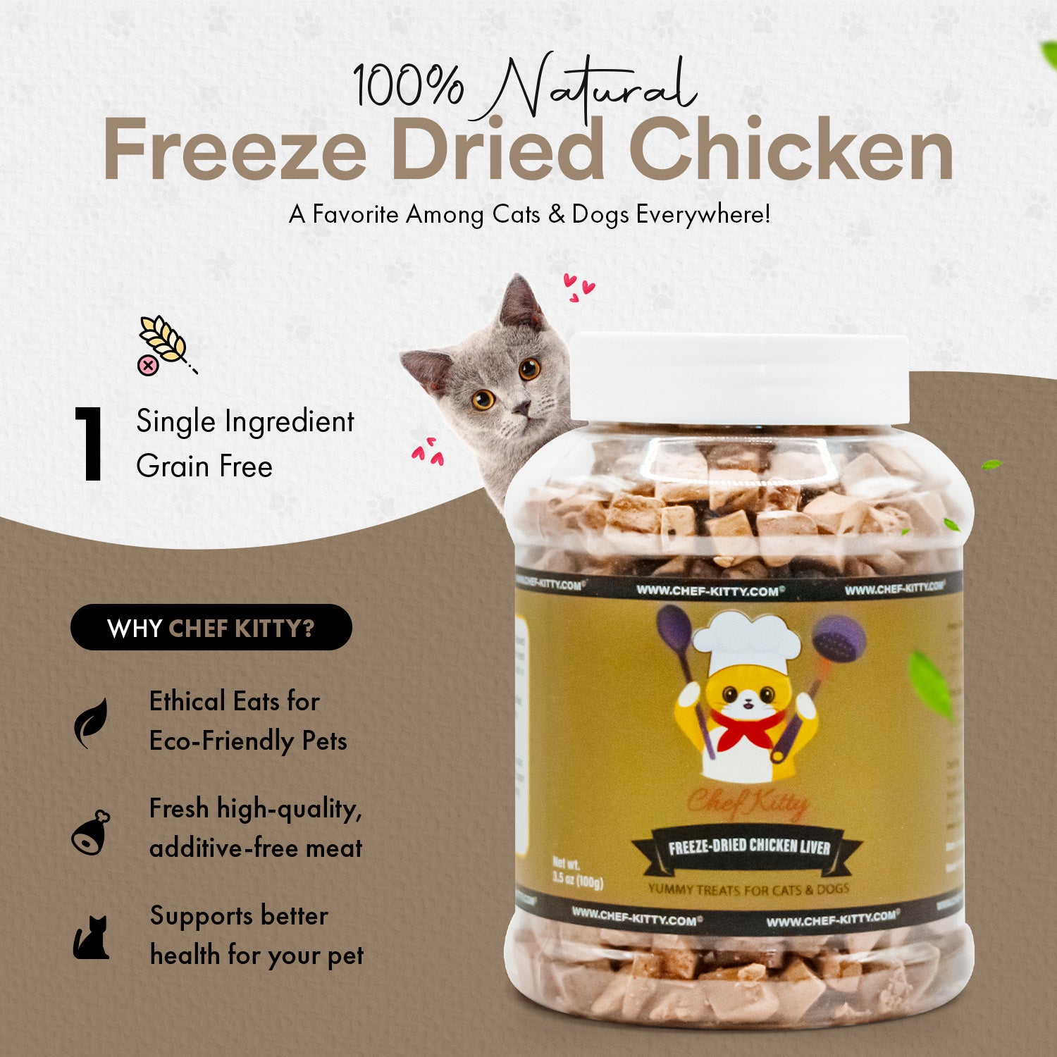 Delicious Chicken Liver Cat Treats Freeze Dried Liver for Cats Chef