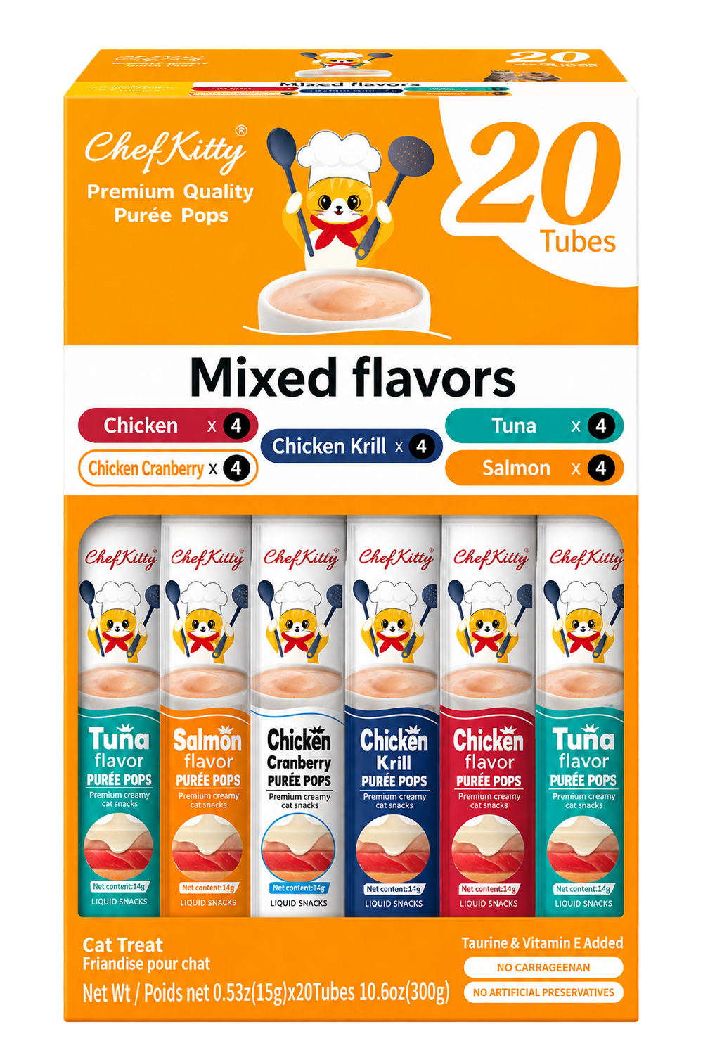 Chef Kitty Purée Pops - Grain-Free Cat Treats 20 Pack