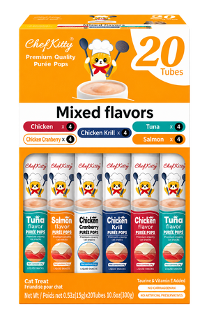 Chef Kitty Purée Pops - Grain-Free Cat Treats 20 Pack