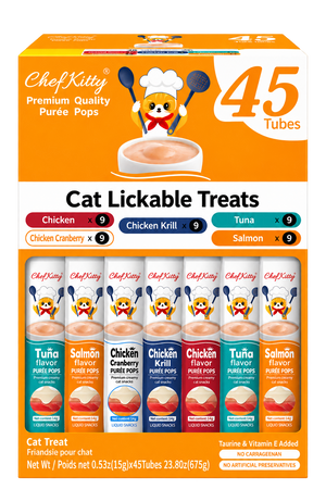 Chef Kitty Purée Pops - Grain-Free Cat Treats 45 Pack