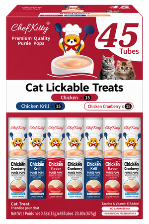 Chef Kitty Purée Pops - Grain-Free Cat Treats 45 Pack