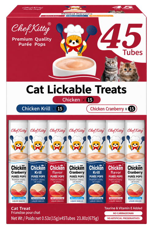 Chef Kitty Purée Pops - Grain-Free Cat Treats 45 Pack