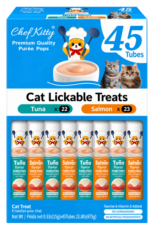 Chef Kitty Purée Pops - Grain-Free Cat Treats 45 Pack