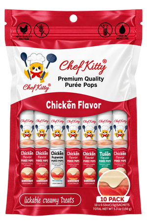 Chef Kitty Purée Pops 10 pack, chicken flavor