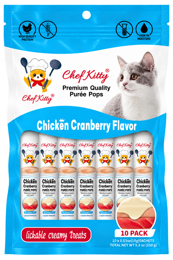 Chef Kitty Purée Pops - Lickable Creamy Cat Treats (10 Pack)