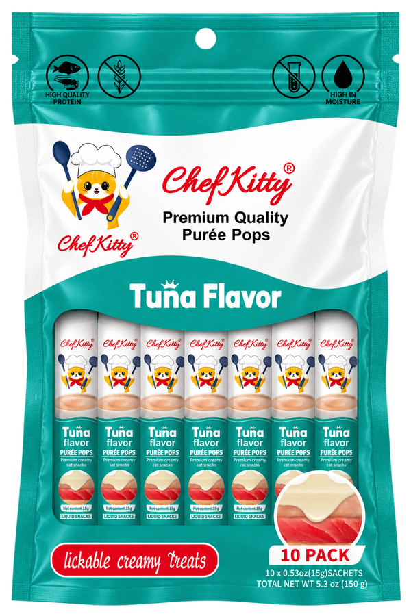 Chef Kitty Purée Pops - Lickable Creamy Cat Treats (10 Pack)