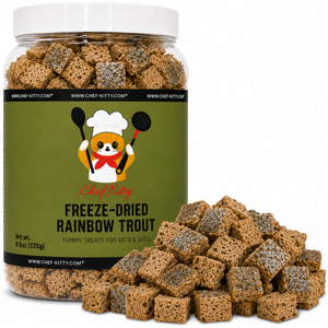 Chef Kitty Freeze Dried Rainbow Trout Cat Treats | Idaho Farm-Raised, Cat & Dog Food Toppers | Single Ingredient | Omega-3, High Protein | Grain Free Dog Treats | No Additives | Made in USA