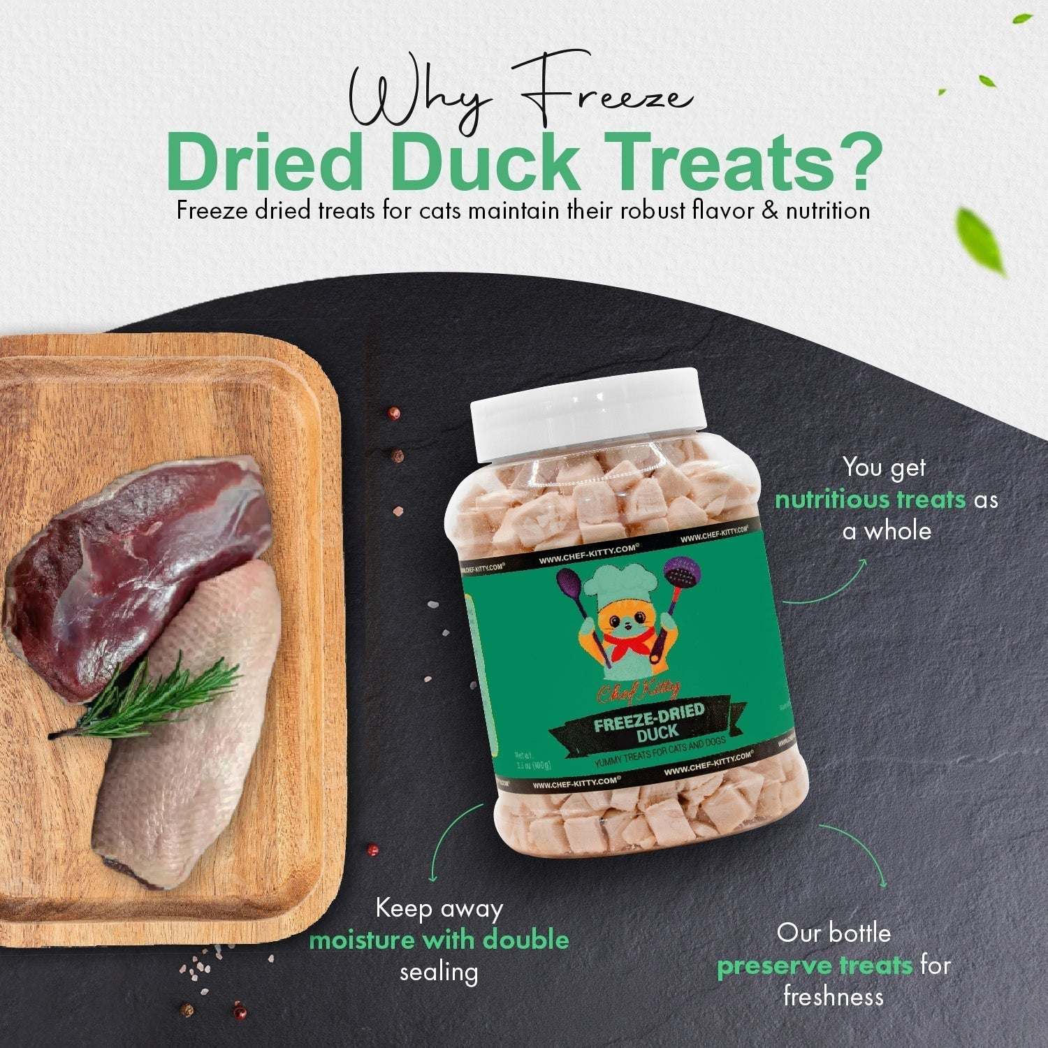 Cat and Dog Treats - Freeze Dried Duck - Chef - Kitty