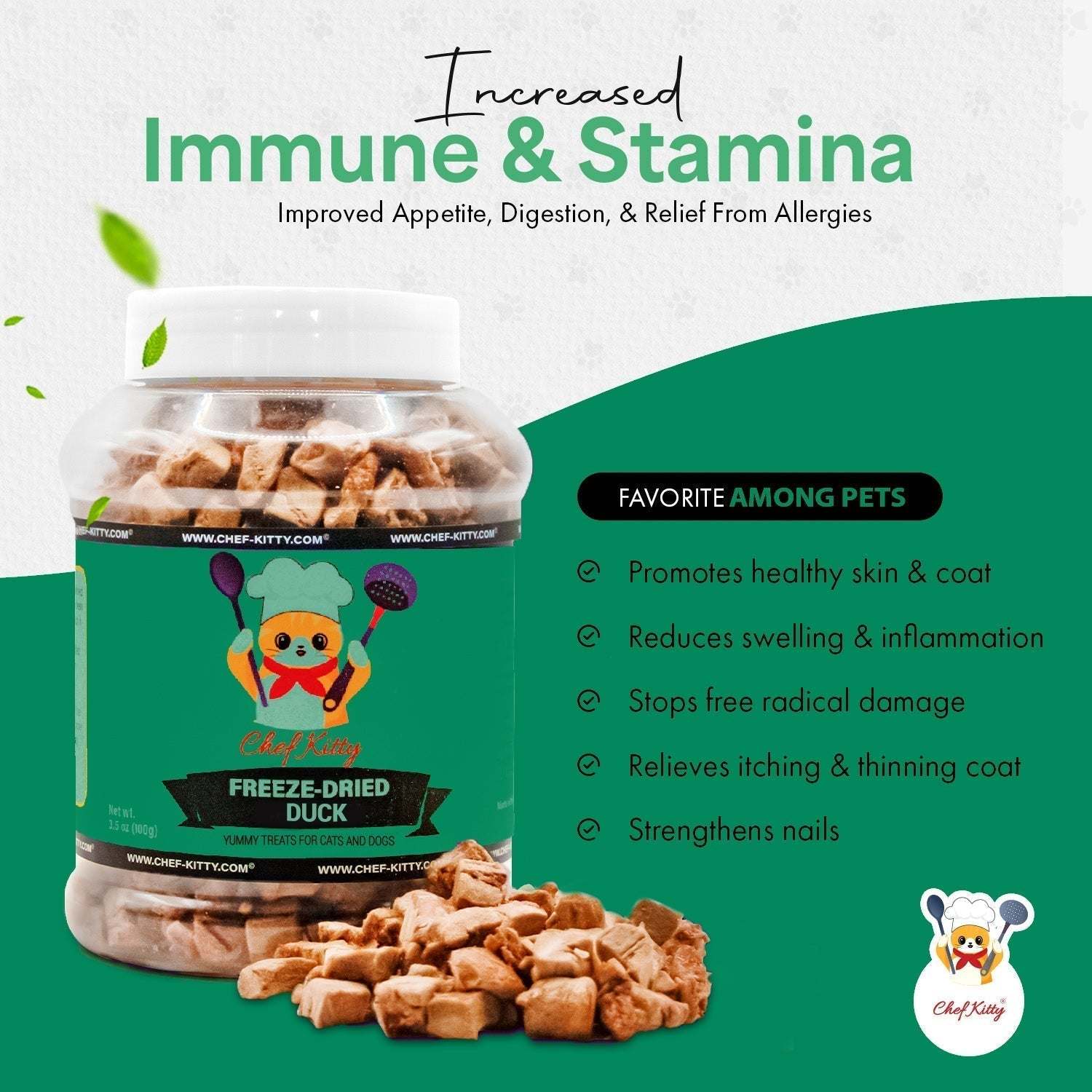 Cat and Dog Treats - Freeze Dried Duck - Chef - Kitty