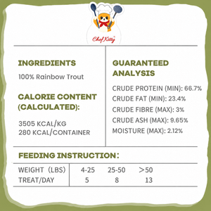 Chef Kitty Freeze Dried Rainbow Trout Cat Treats | Idaho Farm-Raised, Cat & Dog Food Toppers | Single Ingredient | Omega-3, High Protein | Grain Free Dog Treats | No Additives | Made in USA - Chef-Kitty