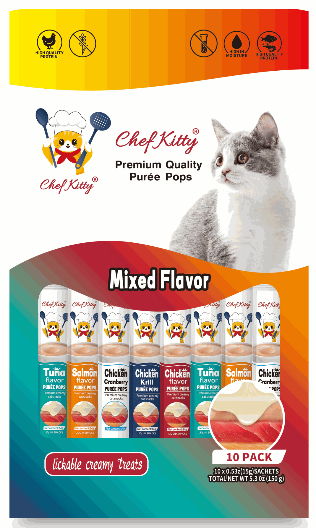 Chef Kitty Purée Pops, Cat Treats - Chef - Kitty