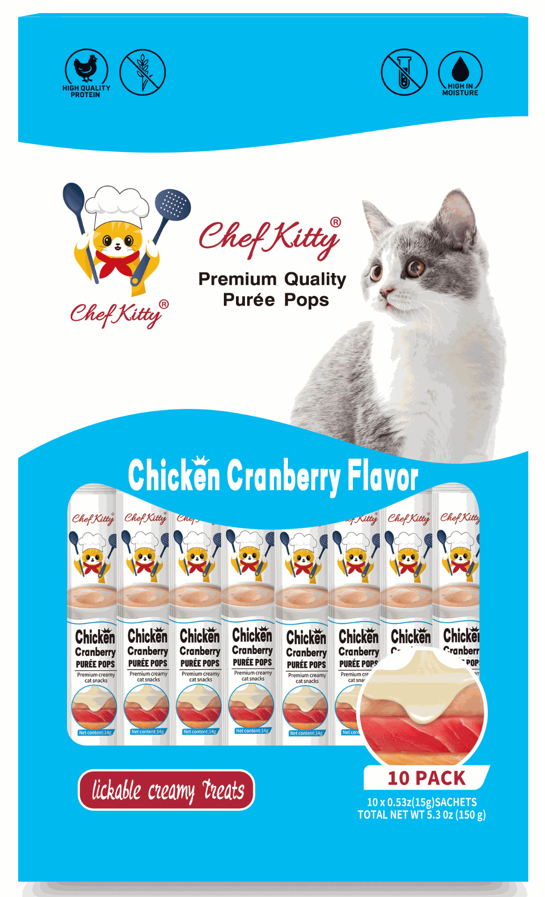 Chef Kitty Purée Pops, Cat Treats - Chef - Kitty