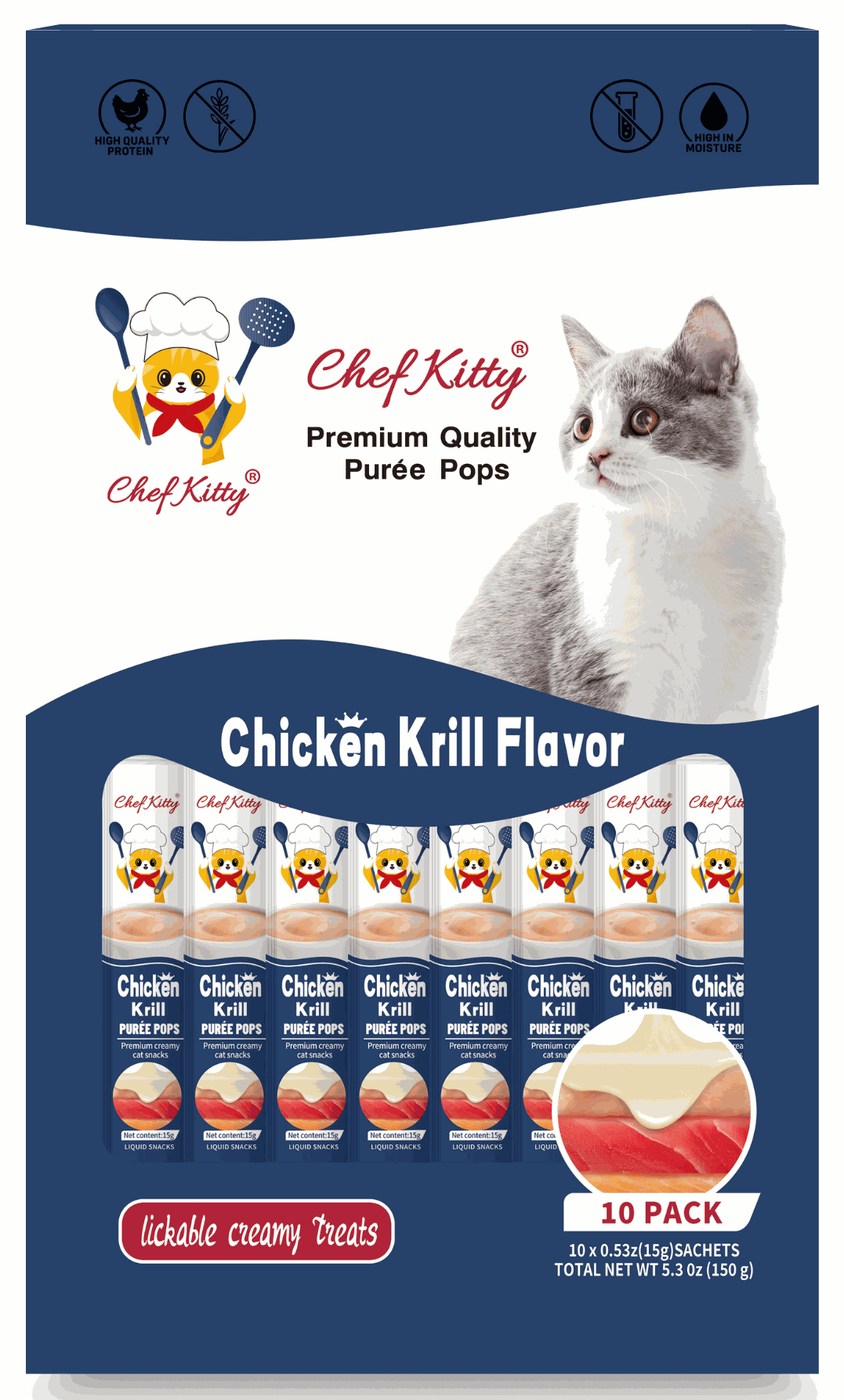 Chef Kitty Purée Pops, Cat Treats - Chef - Kitty