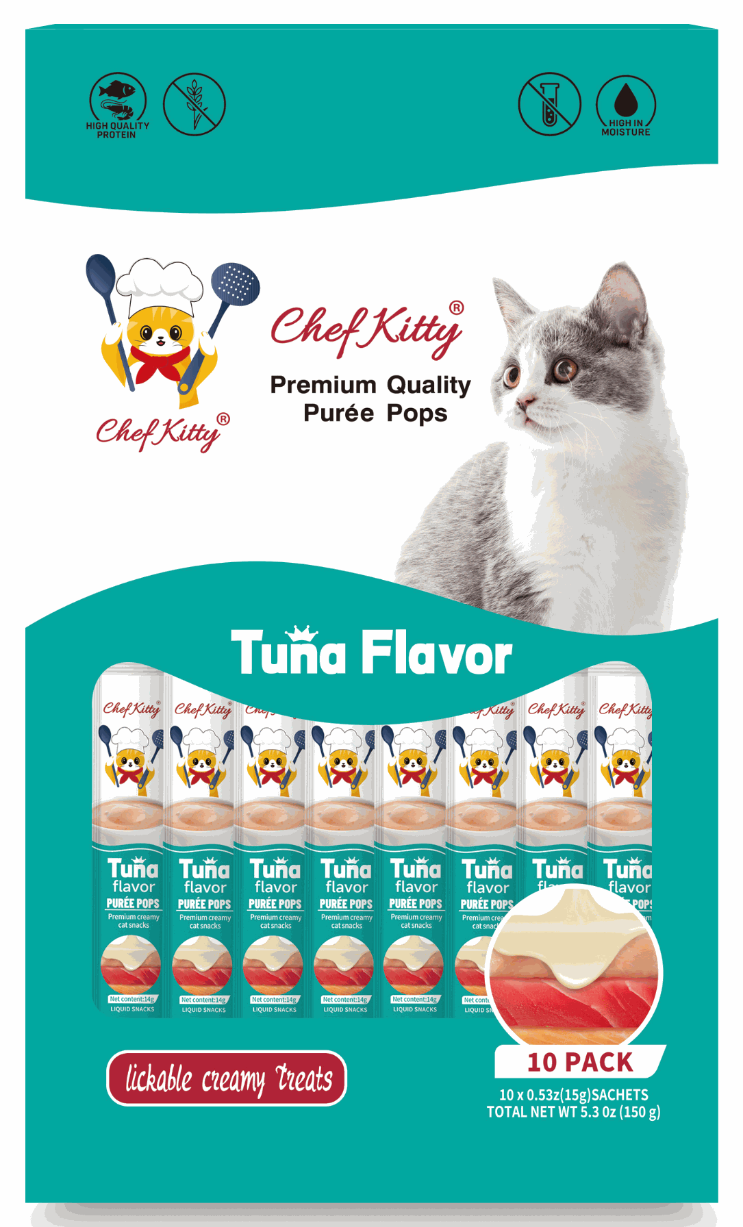 Chef Kitty Purée Pops, Cat Treats - Chef - Kitty