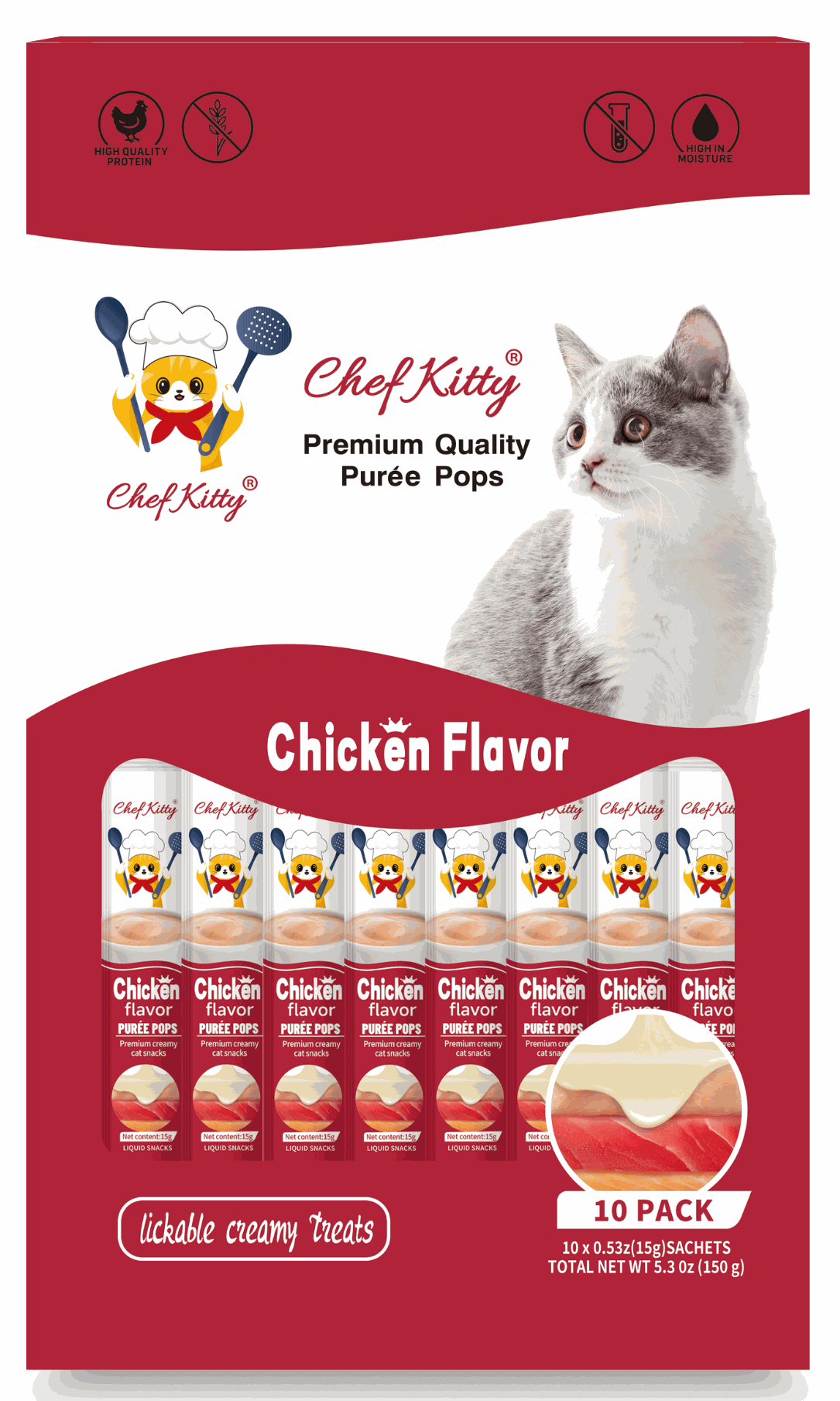 Chef Kitty Purée Pops, Cat Treats - Chef - Kitty