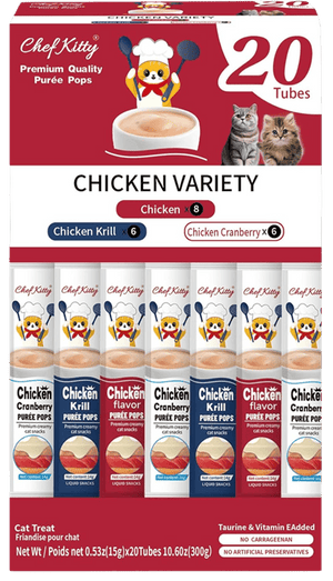 Chef Kitty Purée Pops - Grain - Free Cat Treats 20 Pack - Chef - Kitty