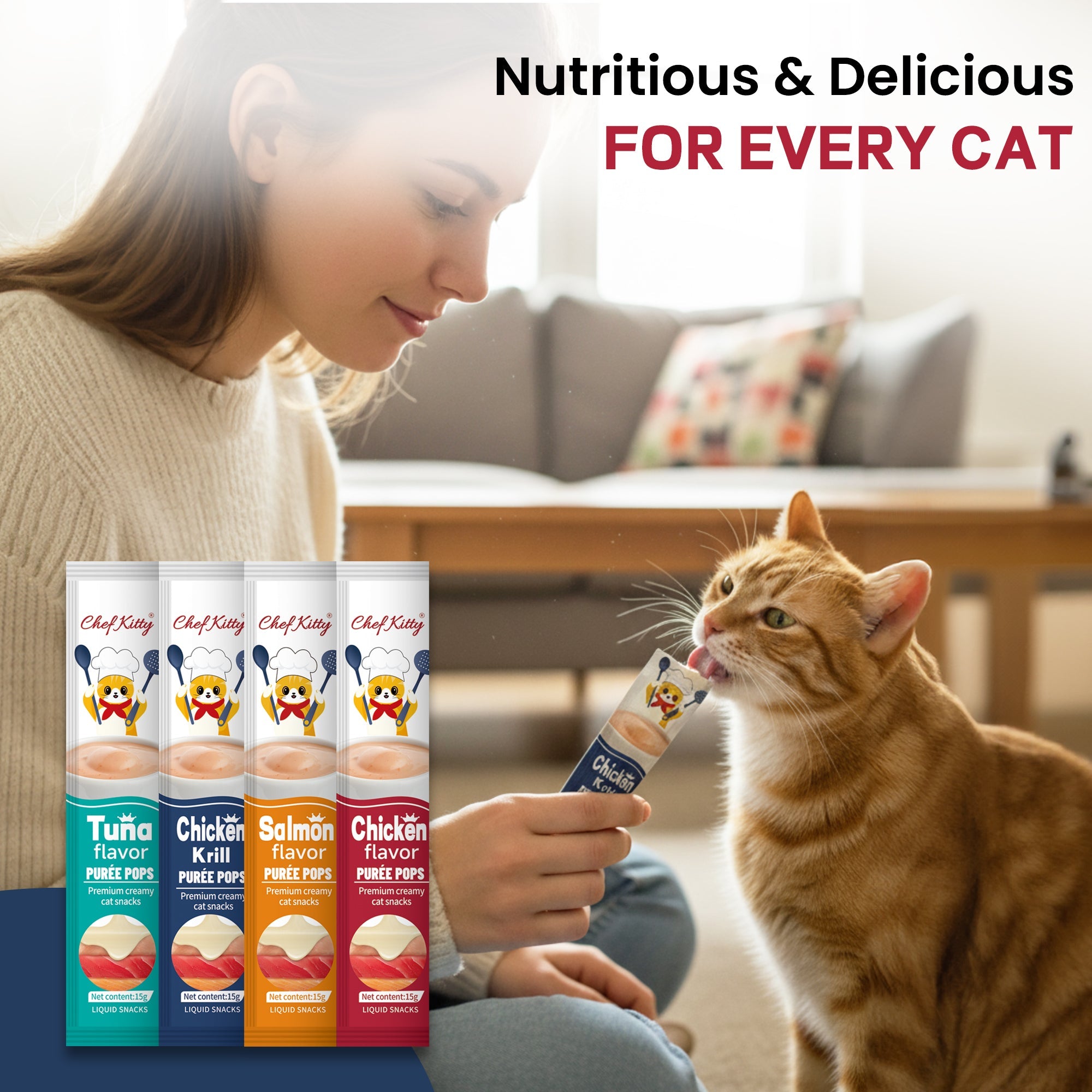 Chef Kitty Purée Pops - Grain-Free Cat Treats 45 Pack - Chef-Kitty