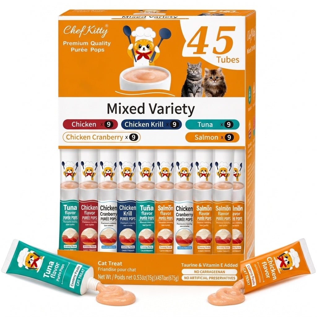 Chef Kitty Purée Pops - Grain-Free Cat Treats 45 Pack - Chef-Kitty