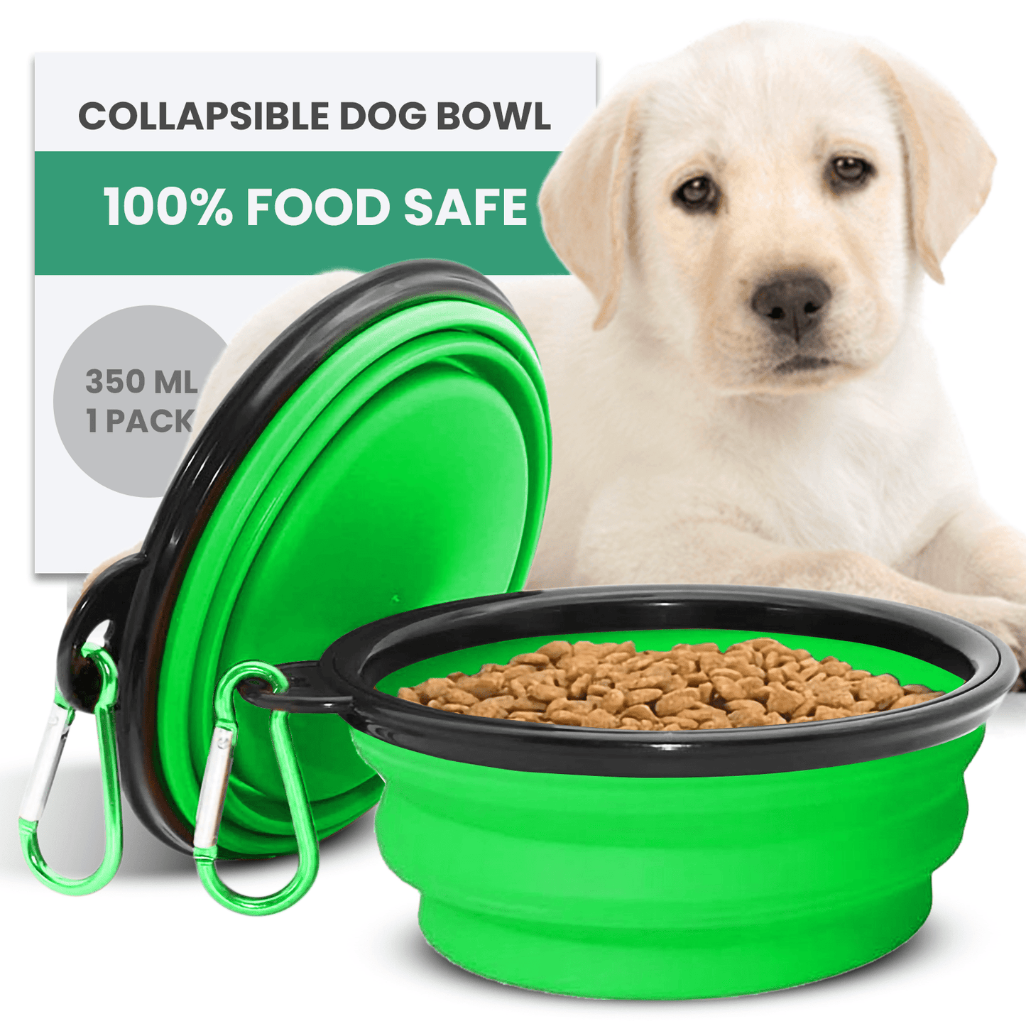 Collapsible Dog Bowls for Travel, Portable Dog Water Bowl & Food Bowl for Dogs and Cats, Foldable Pet Feeding Dish for Walking Hiking Camping with Carabiner, BPA Free - Chef - Kitty