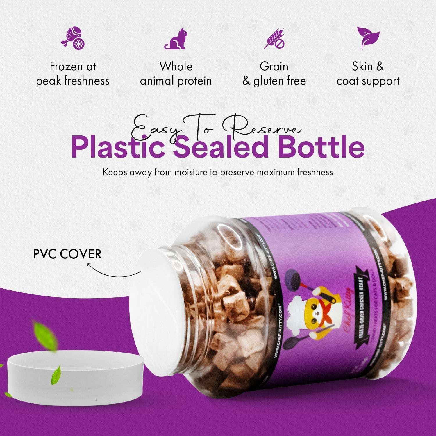 Freeze Dried Chicken Heart Cat & Dog Treats - Chef - Kitty