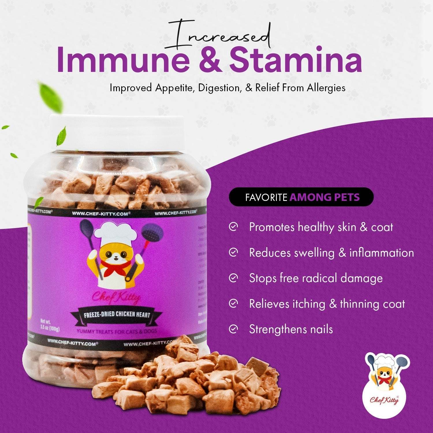 Freeze Dried Chicken Heart Pet Treats for Cats & Dogs