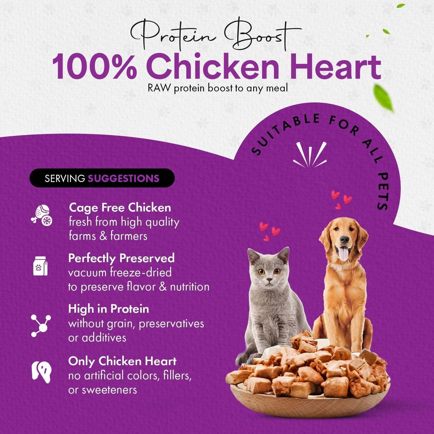 Freeze Dried Chicken Heart Cat & Dog Treats - Chef - Kitty
