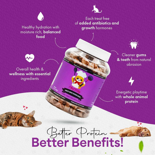 Freeze Dried Chicken Heart Cat & Dog Treats - Chef - Kitty