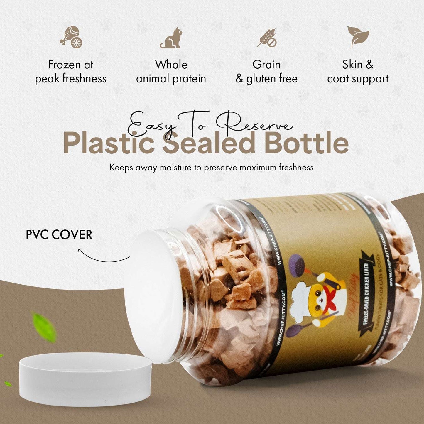 Freeze Dried Chicken Liver Dog & Cat Treats - Inspected & Tested in the USA - Chicken Liver (1.75oz - 3.5oz) - Chef - Kitty