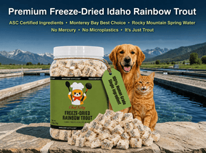Freeze Dried Rainbow Trout Treats for Cats & Dogs - Idaho Farm-Raised, Single Ingredient, Made in USA - Chef-Kitty