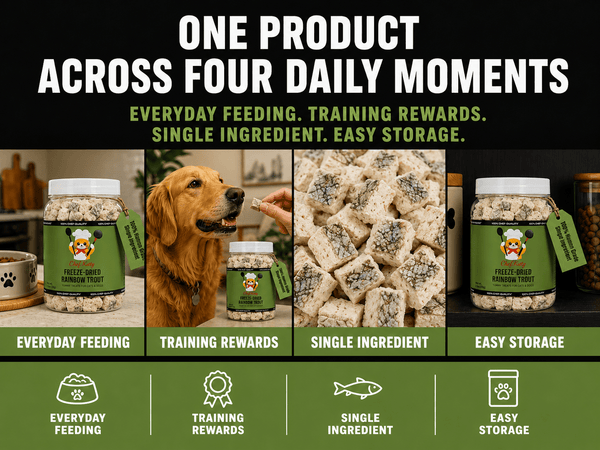 Freeze Dried Rainbow Trout Treats for Cats & Dogs - Idaho Farm-Raised, Single Ingredient, Made in USA - Chef-Kitty
