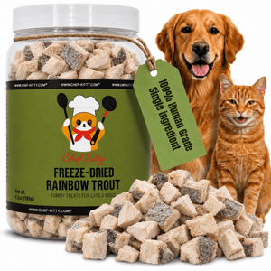 Freeze Dried Rainbow Trout Treats for Cats & Dogs - Idaho Farm-Raised, Single Ingredient, Made in USA - Chef-Kitty