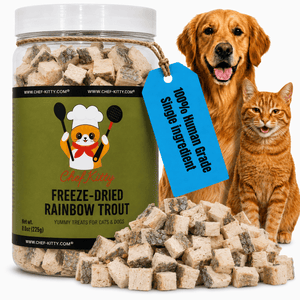Freeze Dried Rainbow Trout Treats for Cats & Dogs - Idaho Farm-Raised, Single Ingredient, Made in USA - Chef-Kitty