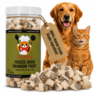 Freeze Dried Rainbow Trout Treats for Cats & Dogs - Idaho Farm-Raised, Single Ingredient, Made in USA - Chef-Kitty