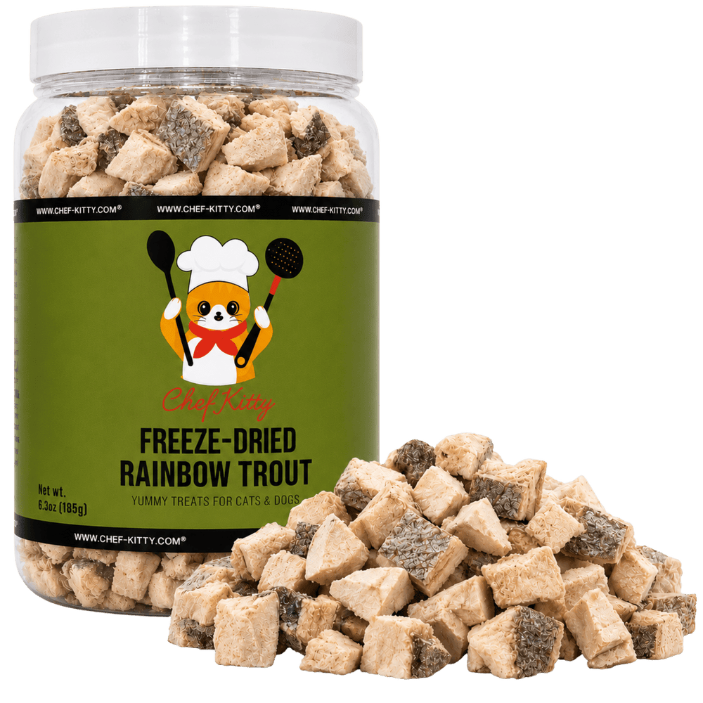 Freeze Dried Rainbow Trout Treats for Cats & Dogs - Idaho Farm-Raised, Single Ingredient, Made in USA - Chef-Kitty