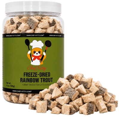Freeze Dried Rainbow Trout Treats for Cats & Dogs - Idaho Farm-Raised, Single Ingredient, Made in USA - Chef-Kitty