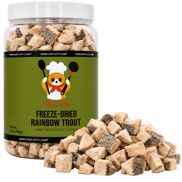 Freeze Dried Rainbow Trout Treats for Cats & Dogs - Idaho Farm-Raised, Single Ingredient, Made in USA - Chef-Kitty