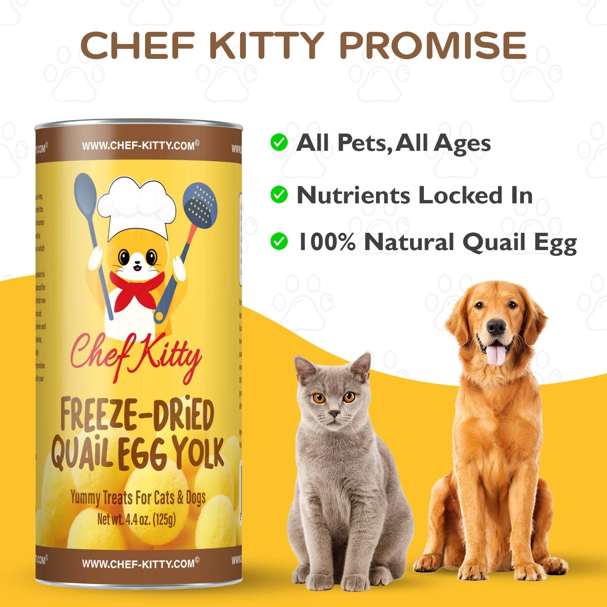 All Natural Freeze-Dried Quail Egg Yolk Treats - Chef - Kitty