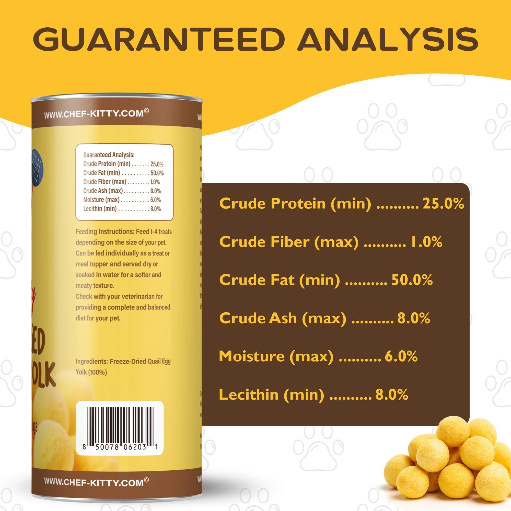 All Natural Freeze-Dried Quail Egg Yolk Treats - Chef - Kitty