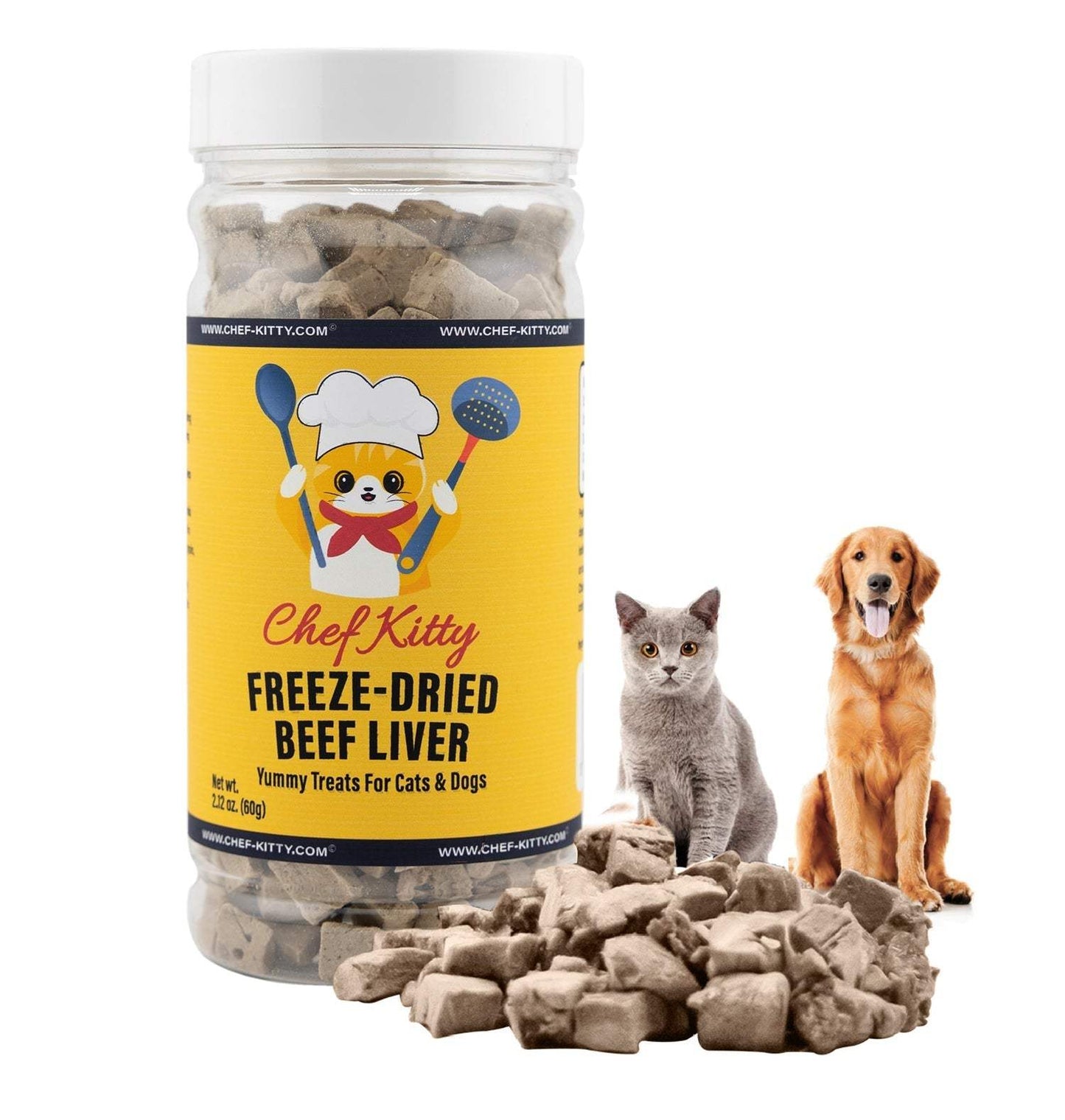 Freeze Dried Beef Liver Treats, High Protein, Health Training Treats - Chef - Kitty