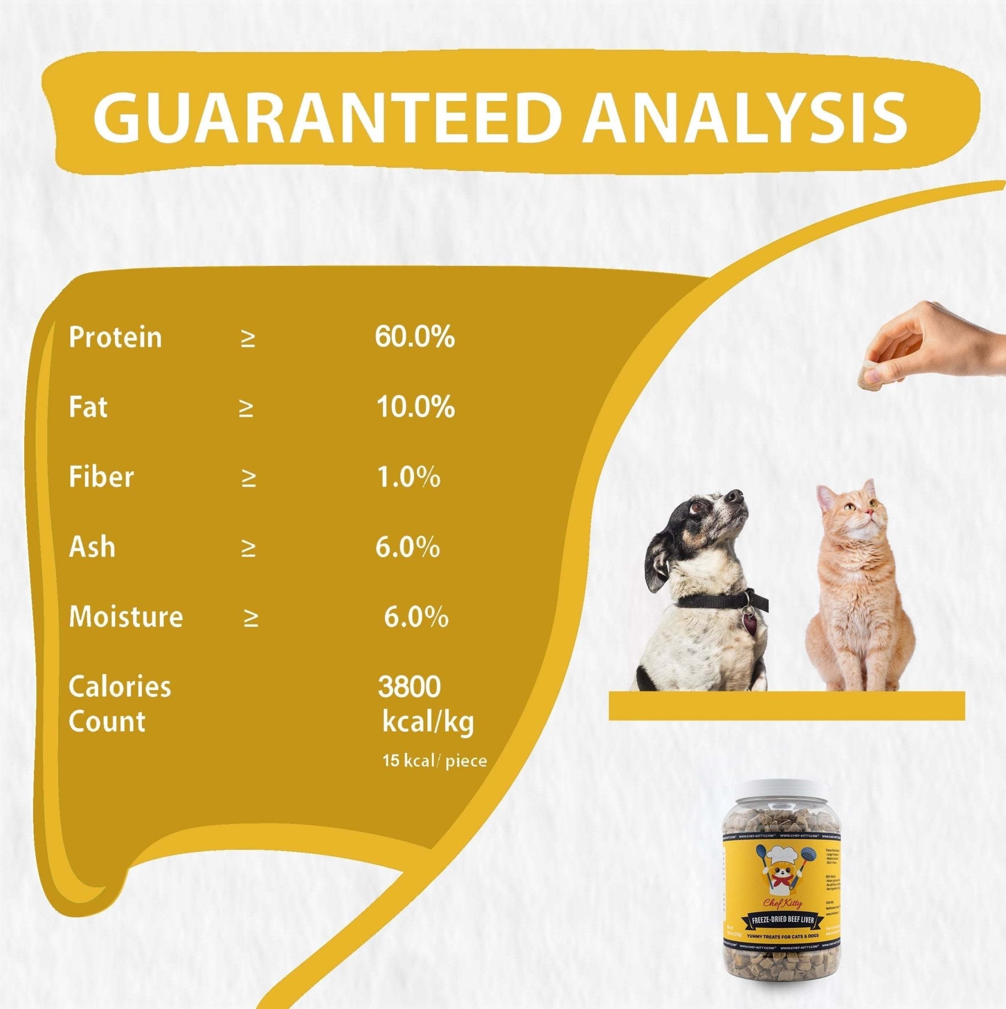 Freeze Dried Beef Liver Treats, High Protein, Health Training Treats - Chef - Kitty