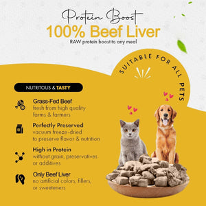 Freeze Dried Beef Liver Treats, High Protein, Health Training Treats - Chef - Kitty