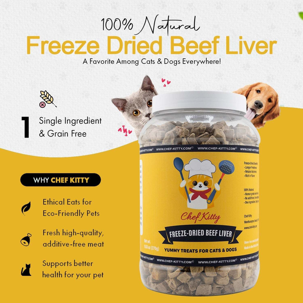 High - Protein Beef Liver Cat and Dog Treats - USA Inspected, Grain - Free! - Chef - Kitty
