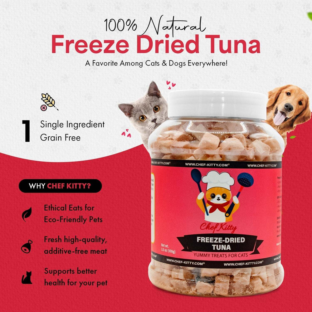 100% Wild Caught Tuna Treats for Cats & Dogs - USA Inspected & Tested - Chef - Kitty