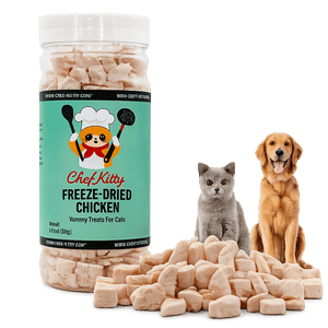 Human Grade Freeze - Dried Chicken Treats for Cats & Dogs - Healthy & Tasty - USA Inspected & Tested - Chef - Kitty