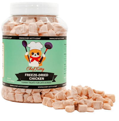 Human Grade Freeze - Dried Chicken Treats for Cats & Dogs - Healthy & Tasty - USA Inspected & Tested - Chef - Kitty